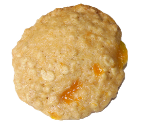 Peach cobbler-inspired cookie with juicy peach chunks and a soft, spiced oatmeal base.